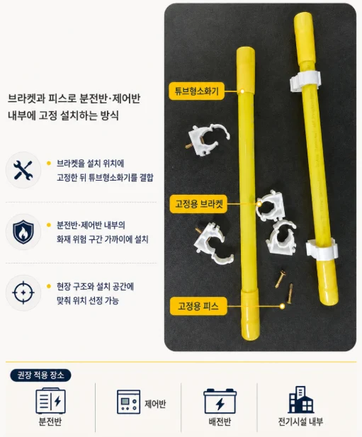 튜브형소화기 피스고정형 분전반 설치 방법